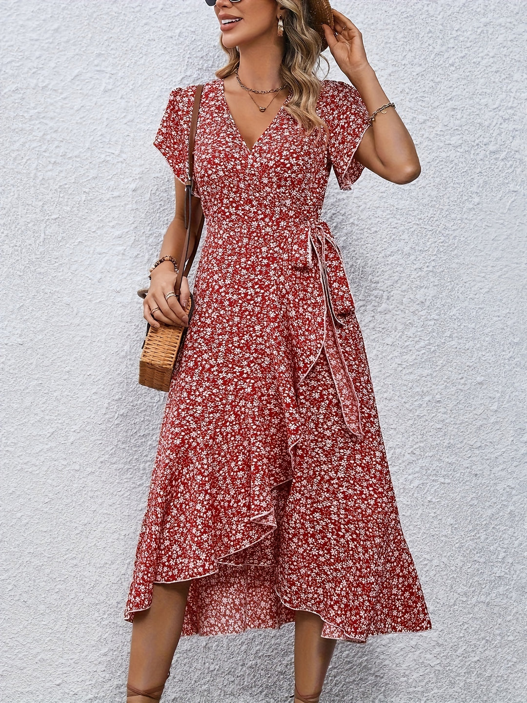 Ellen – Floral Wrap Midi Dress