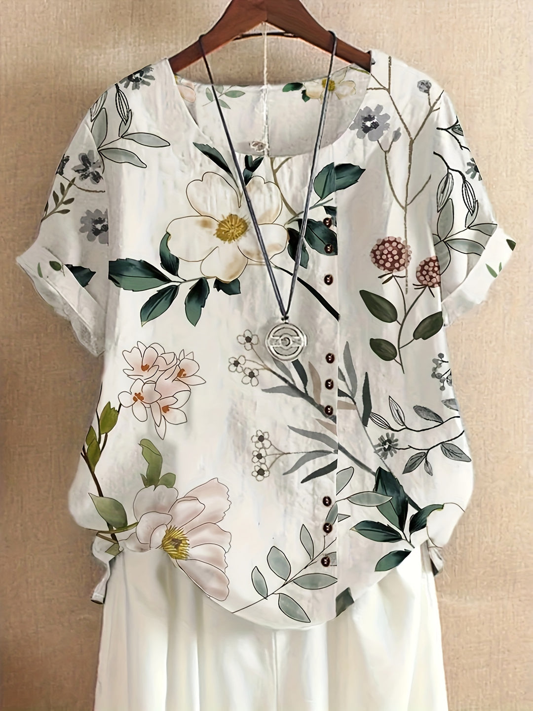 Sienna – Floral Button Detail Blouse