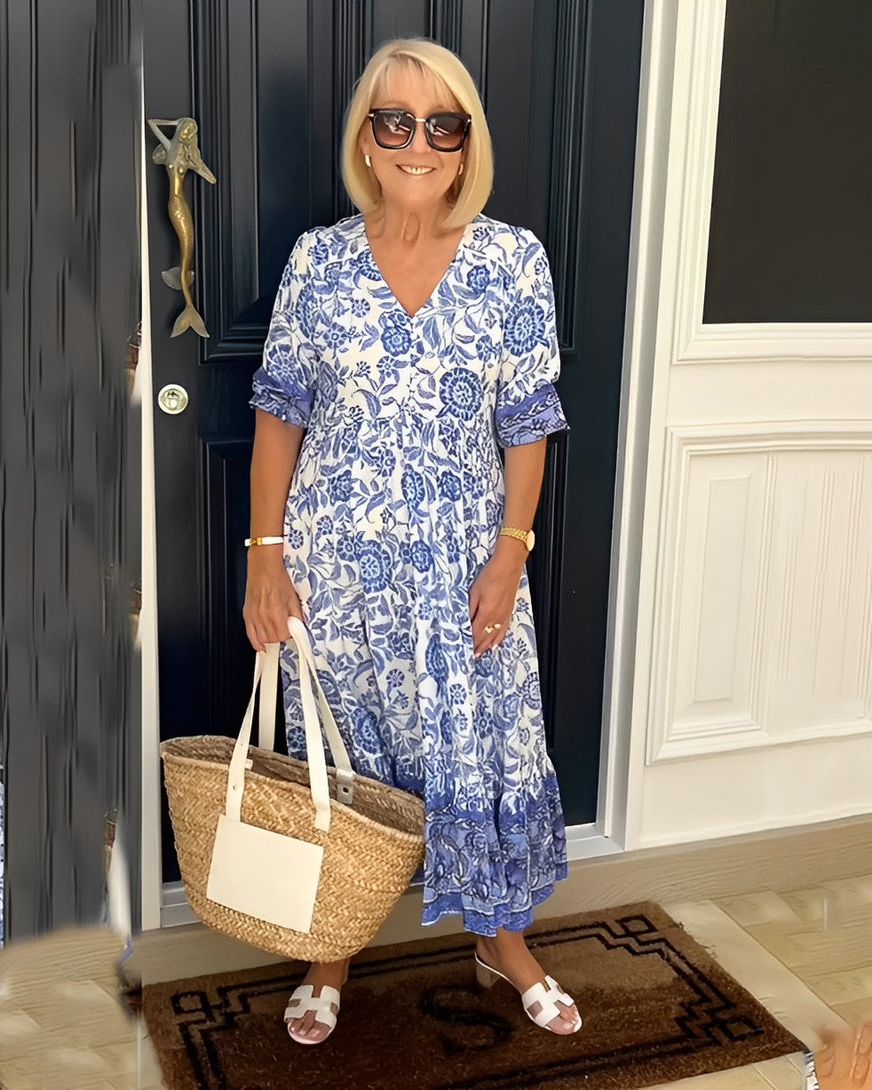 Aminta – Printed Boho Midi Dress