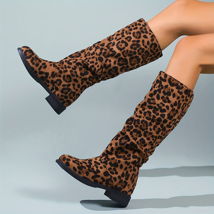 Aria - Leopard Print Mid-Calf Boots