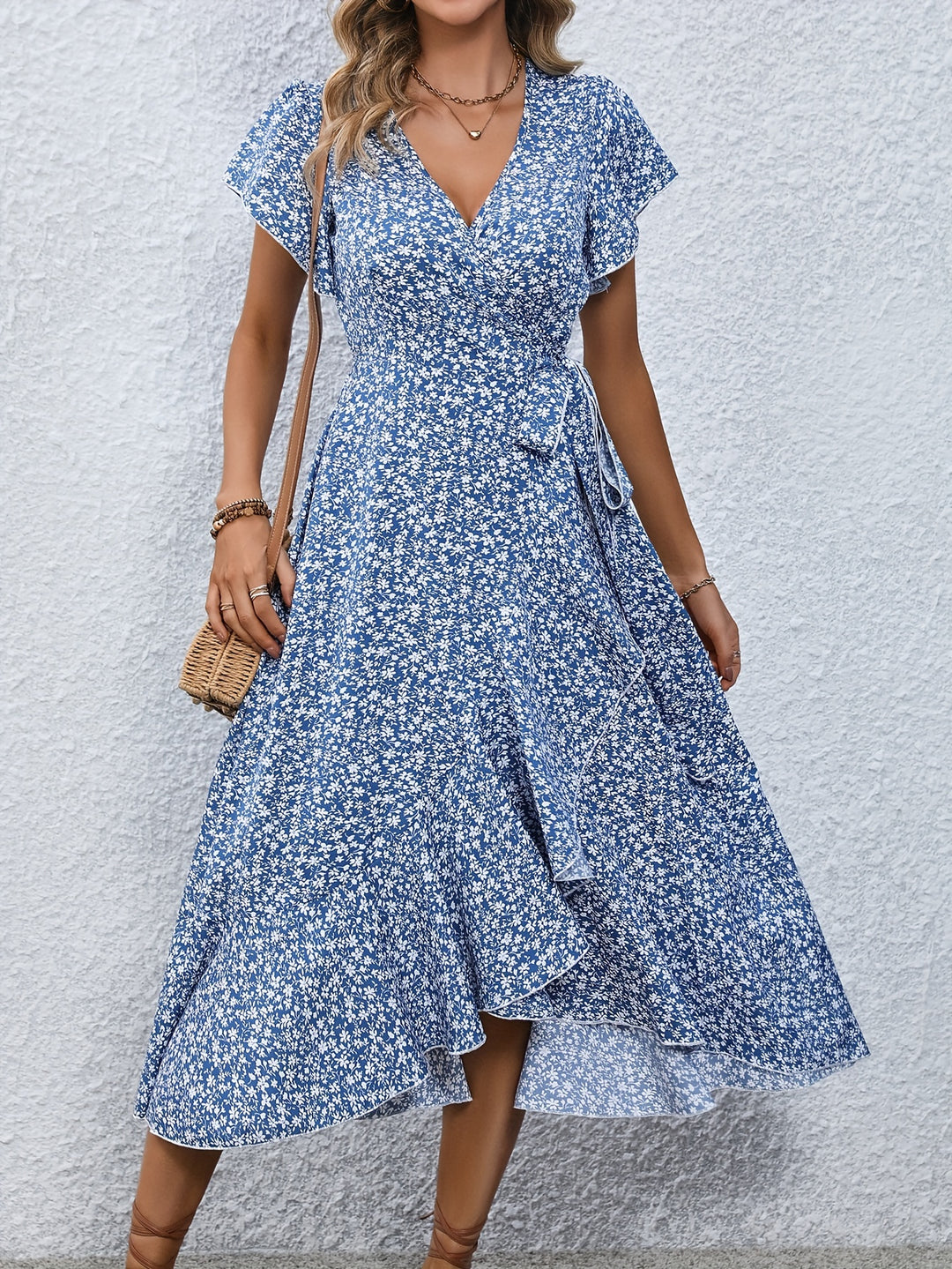 Ellen – Floral Wrap Midi Dress