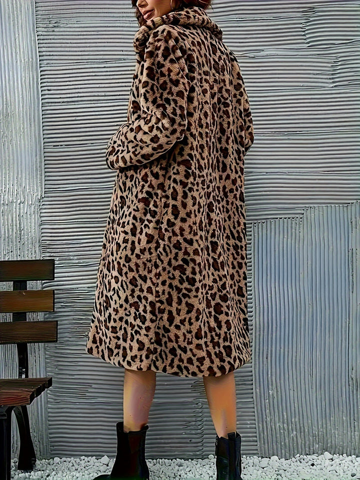 Amara - Elegant Leopard Print Faux Fur Coat