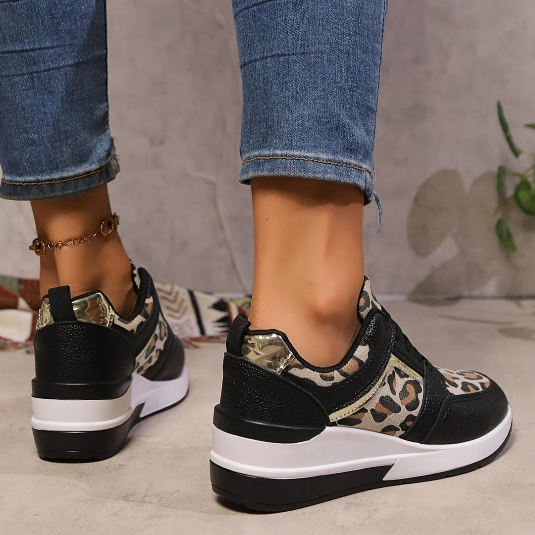 Savannah - Leopard Print Wedge Trainers