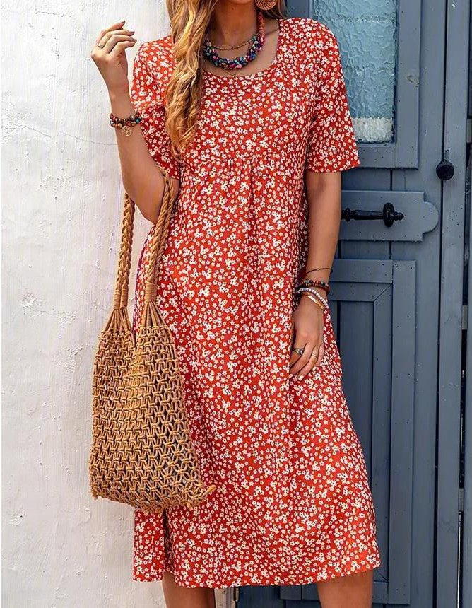 Anora – Printed Boho Midi Dress