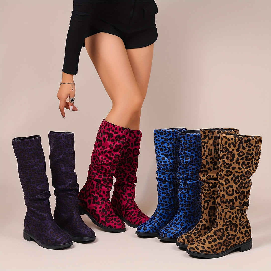 Aria - Leopard Print Mid-Calf Boots