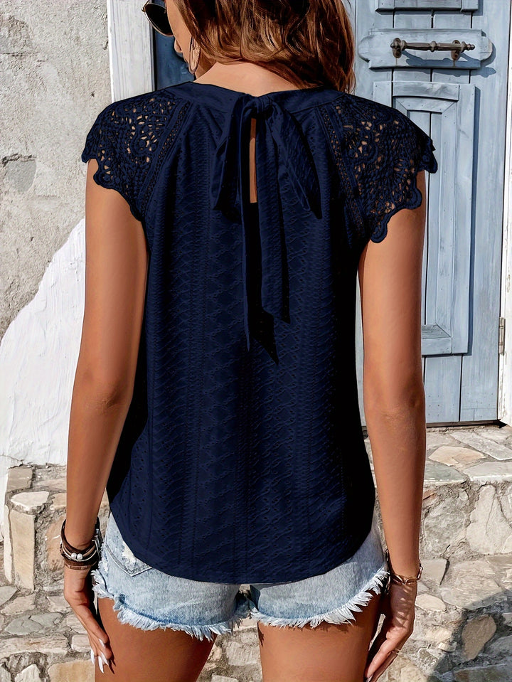 Angela – Lace Cap Sleeve Blouse