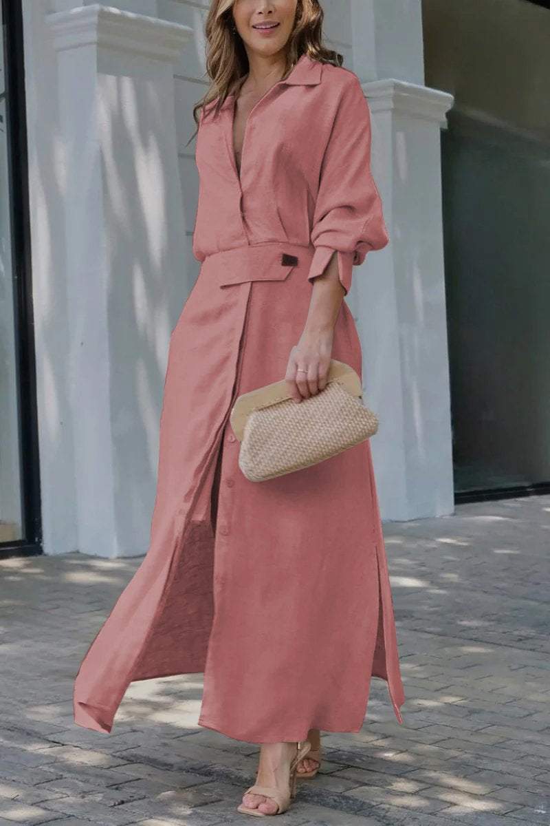 Aisling – Belted Button-Down Maxi Dress