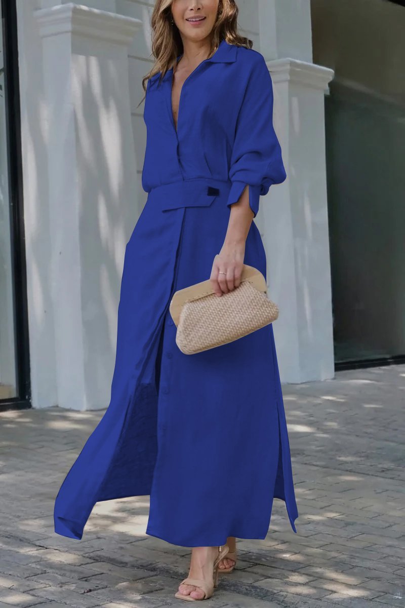 Aisling – Belted Button-Down Maxi Dress