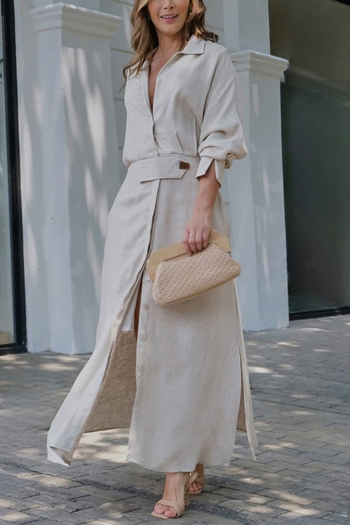 Aisling – Belted Button-Down Maxi Dress
