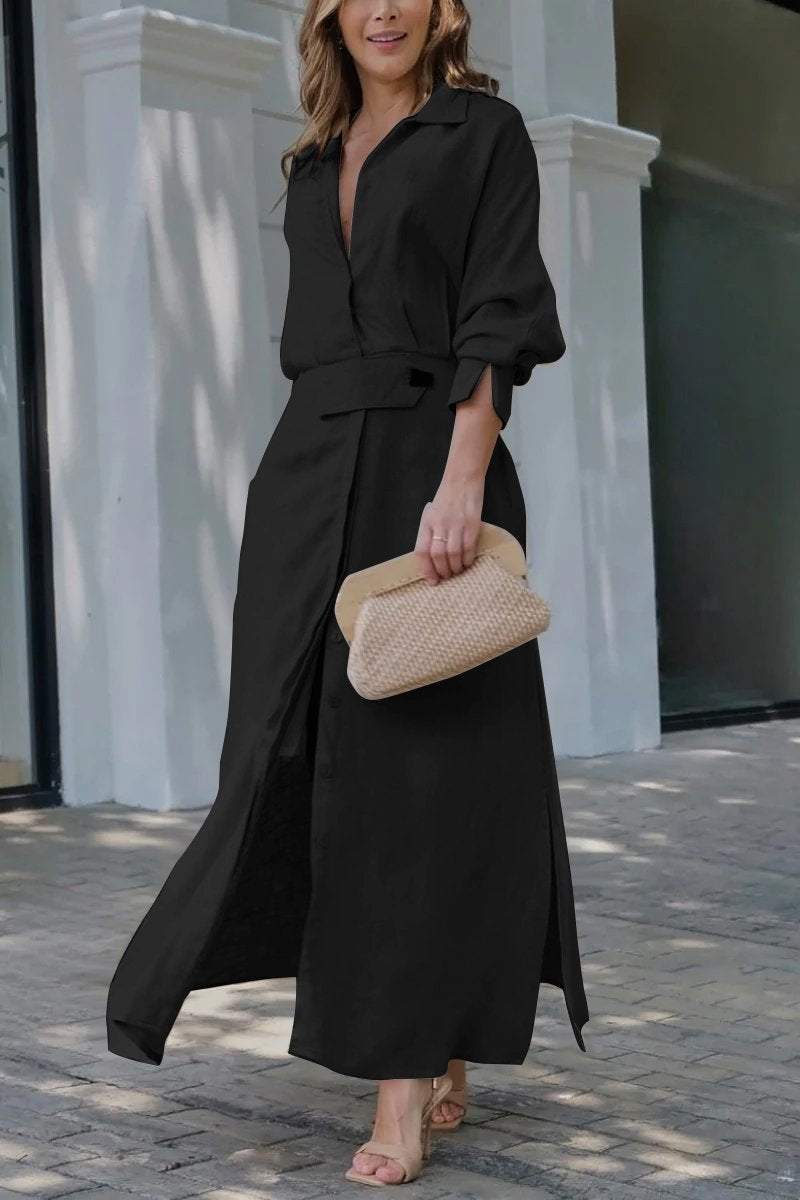 Aisling – Belted Button-Down Maxi Dress