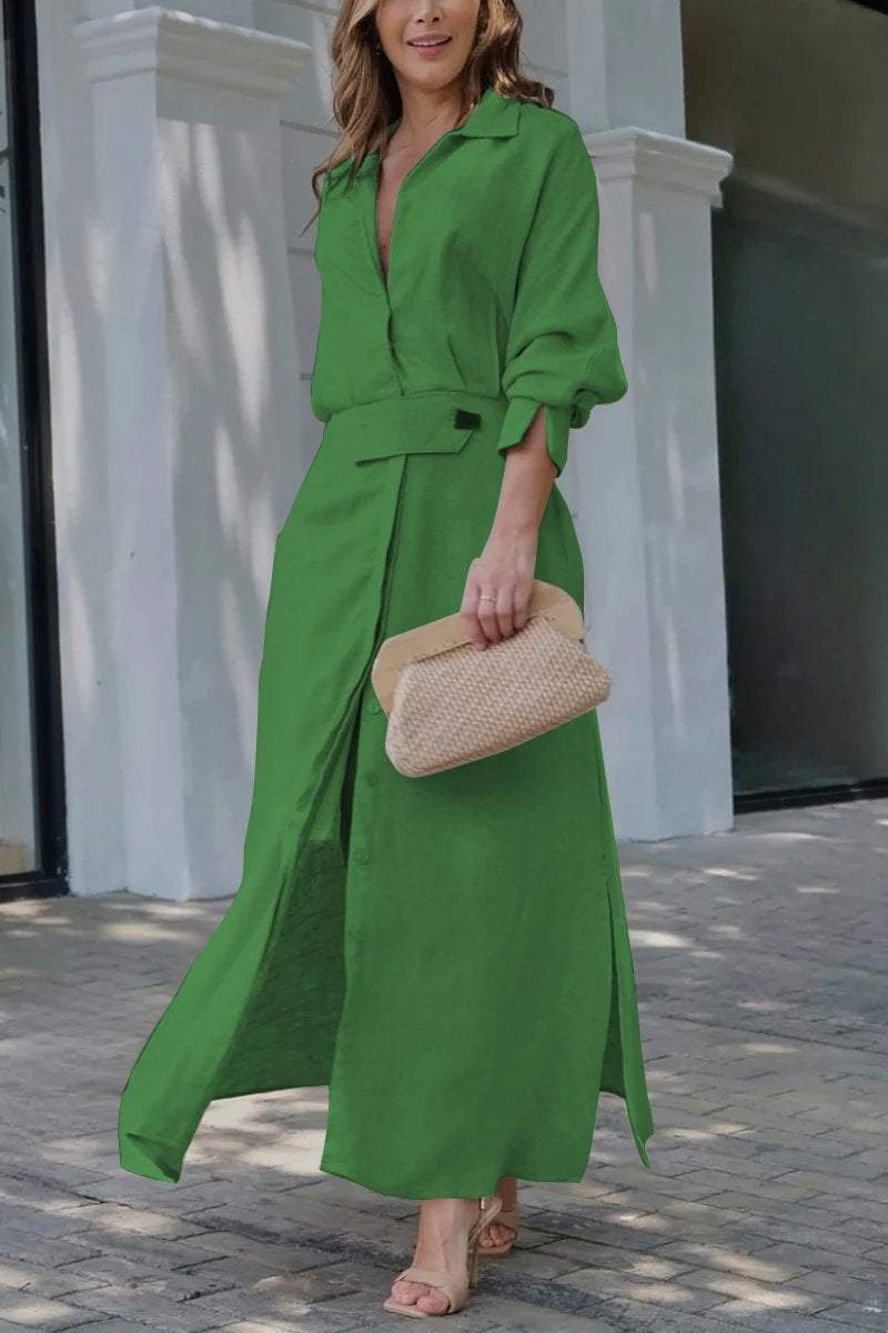 Aisling – Belted Button-Down Maxi Dress