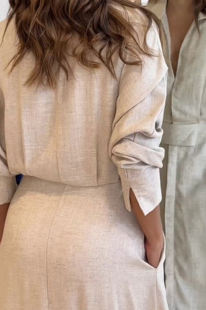 Aisling – Belted Button-Down Maxi Dress