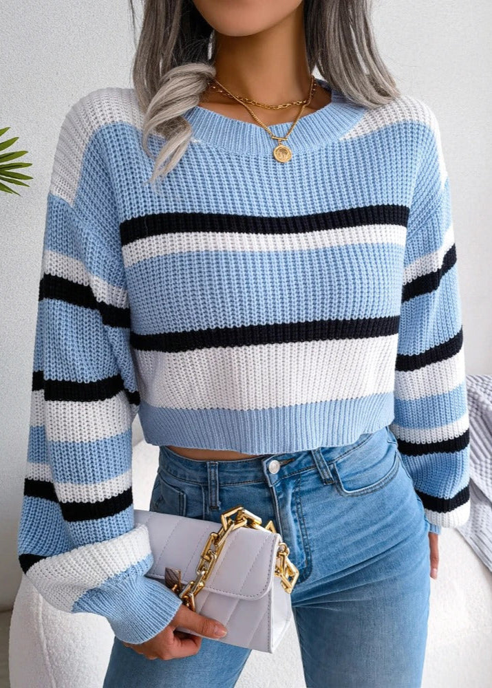 Nevaeh – Striped Knit Cropped Jumper